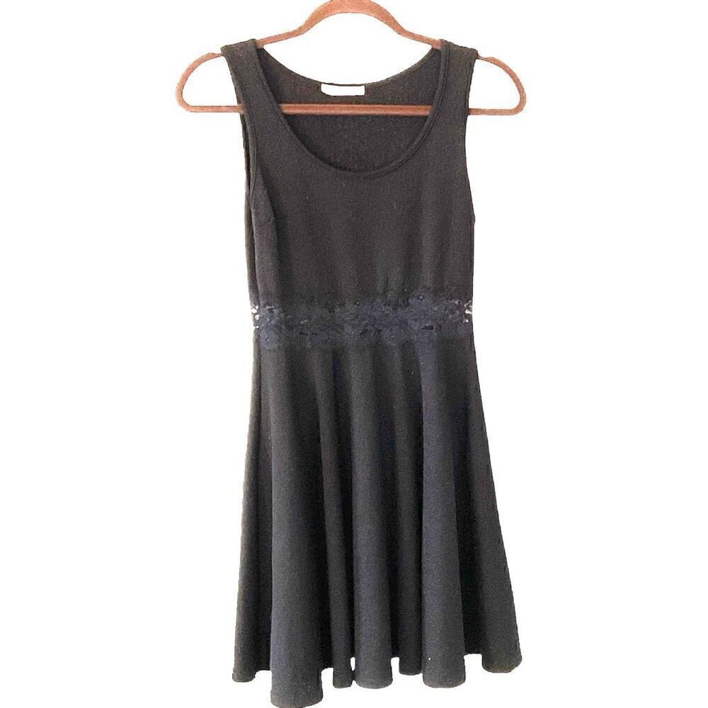 Wild Daisy Black Fit and Flair Dress with Mesh Waist S